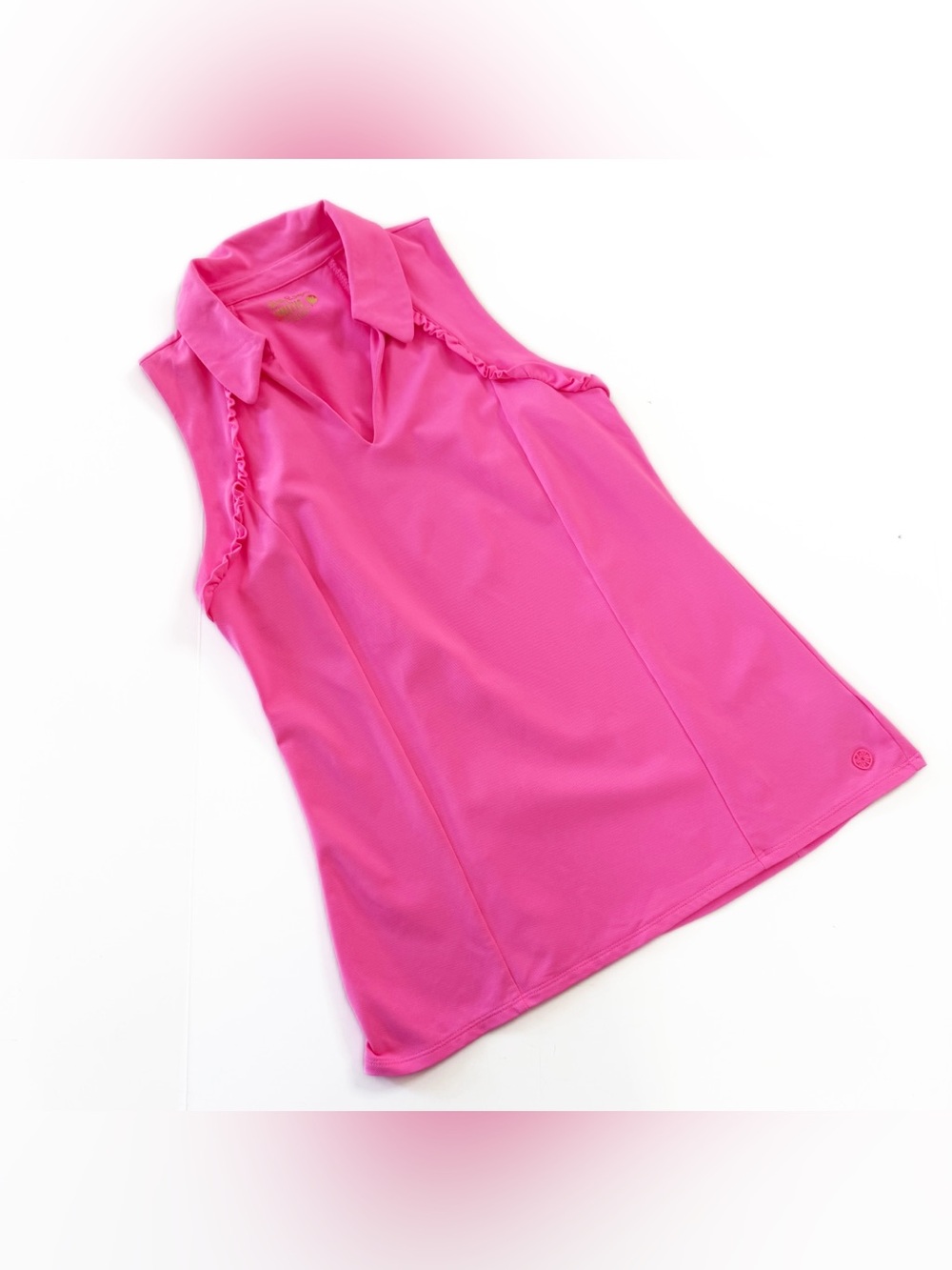 Lilly Pulitzer Shirt Womens Medium Luxletic Pink Martina Polo UPF 50